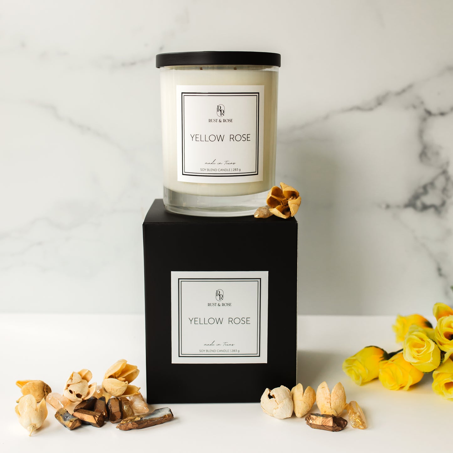 Yellow Rose Large Candle