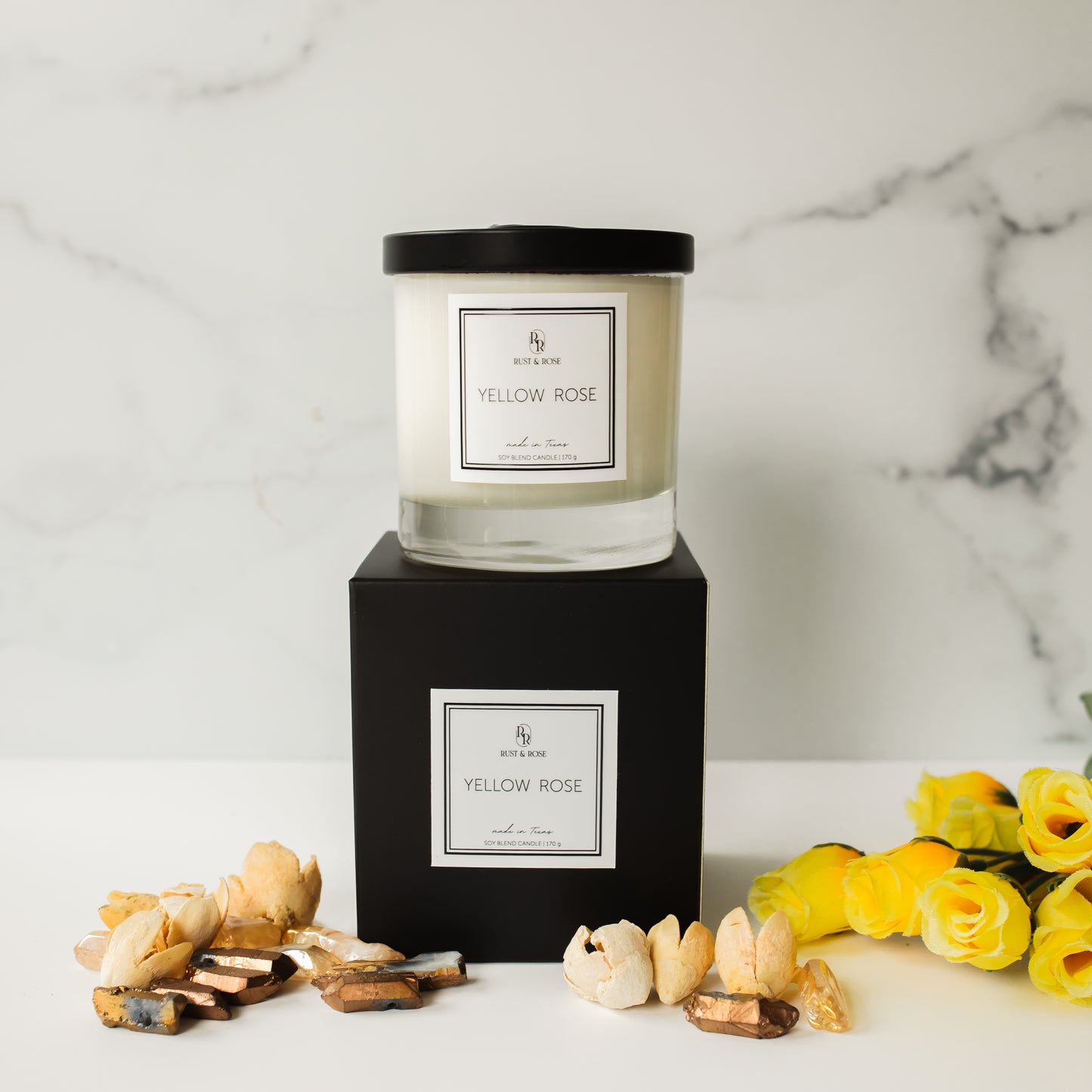 Yellow Rose Medium Candle
