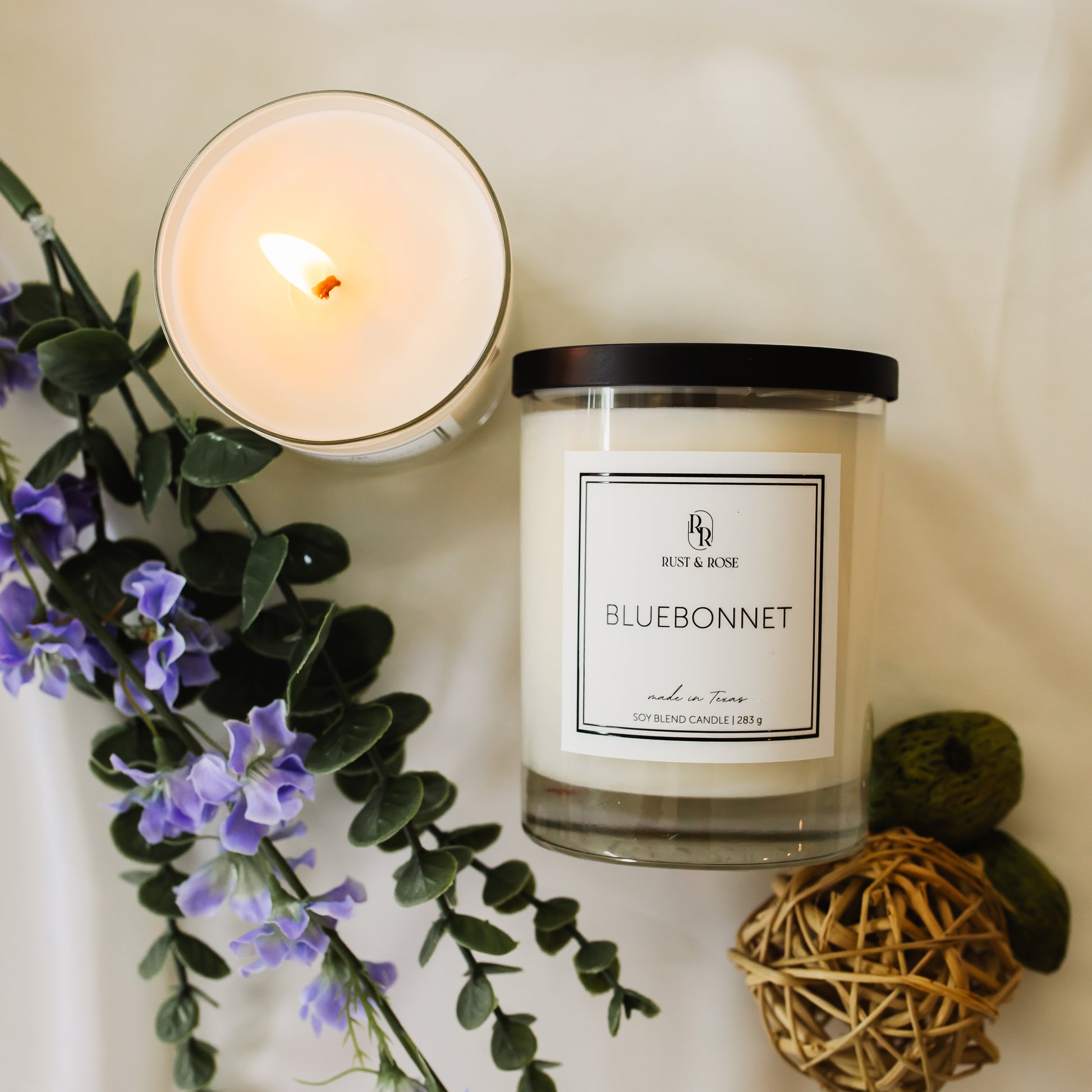 Bluebonnet Candle Flat Lay