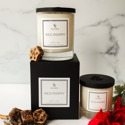 Red Poppy Candle Trio