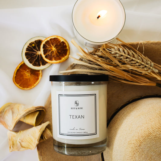 Texan Candle Flat Lay