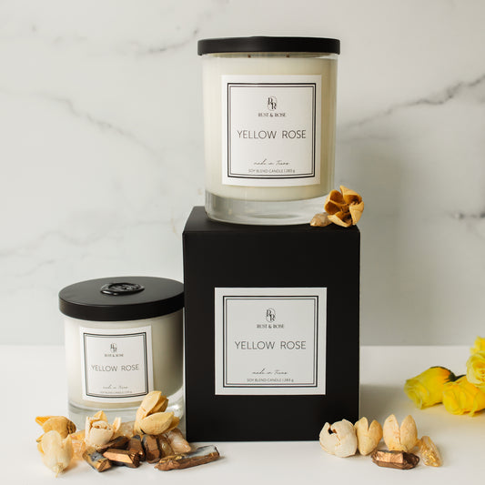 Yellow Rose Candle Trio